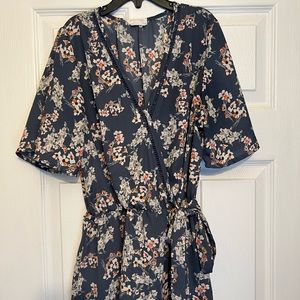 Gray Floral Blouse